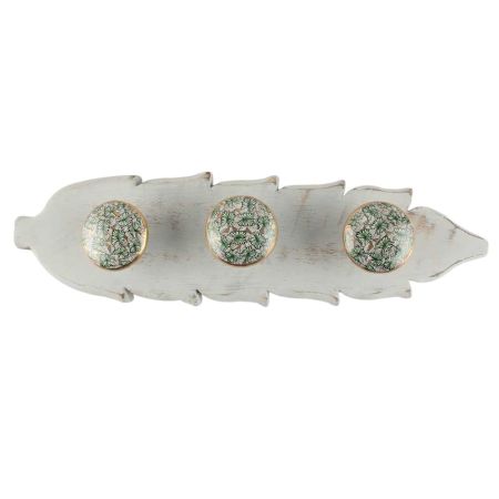 Grey With Green Butterfly Swarm Ceramic Wooden Hook